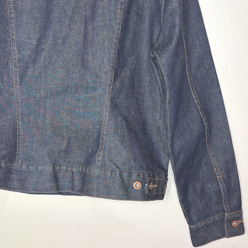 GAP Denim Stretch Jacket Women's size LARGE Made in Hong Kong Dark Wash Blue - Picture 10 of 12